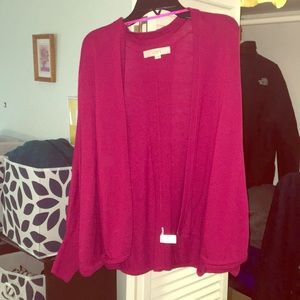 Hot pink Loft sweater throw with poncho stylearms